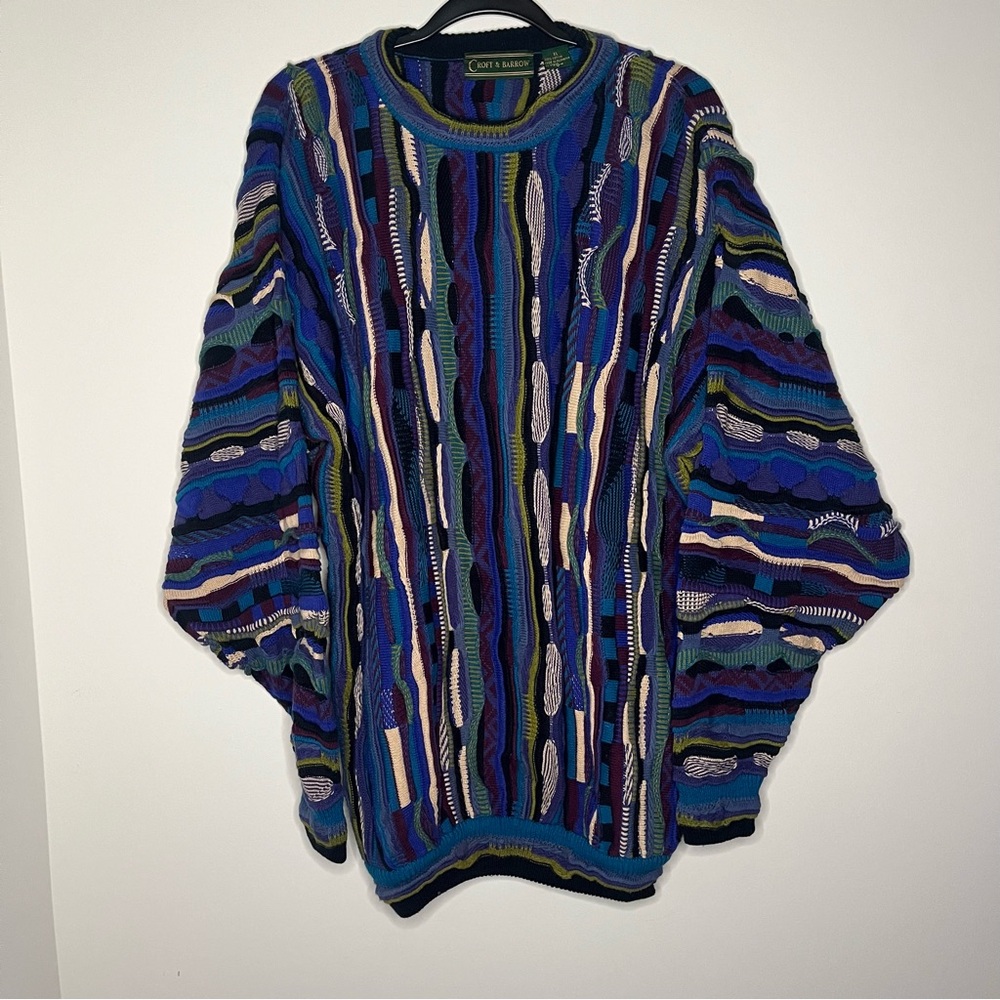 90s Croft & Barrow Multicolor Coogi Style 3D Knit Sweater